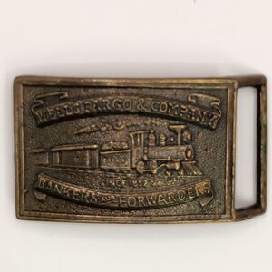 Vintage Wells Fargo & Company Stage Coach Banker Forwarders Bronze Belt Buckle